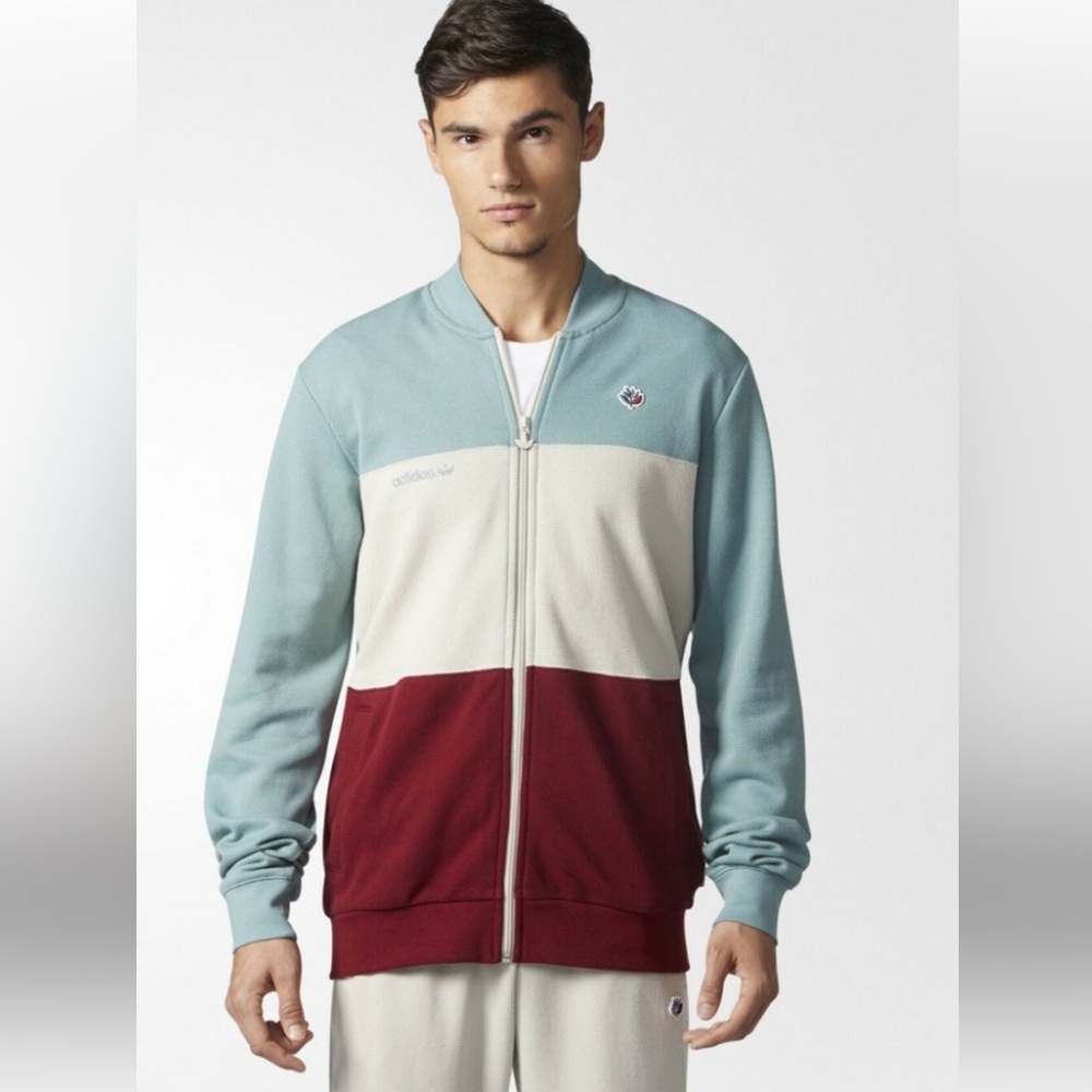 Adidas X Magenta colab skateboard Men's Zip Up Sweater - Teal, Cream, Burgundy